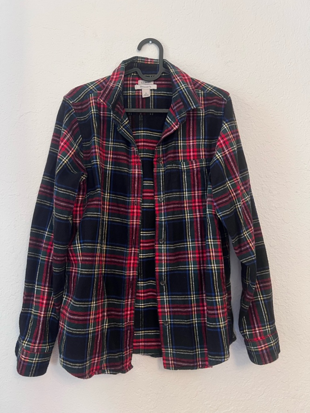 L.L. Bean Navy & Red Plaid Button-Front Shirt